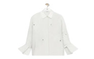 LOEWE S359Y05XAK 女士白色 丝绸和棉质企鹅图案衬衫